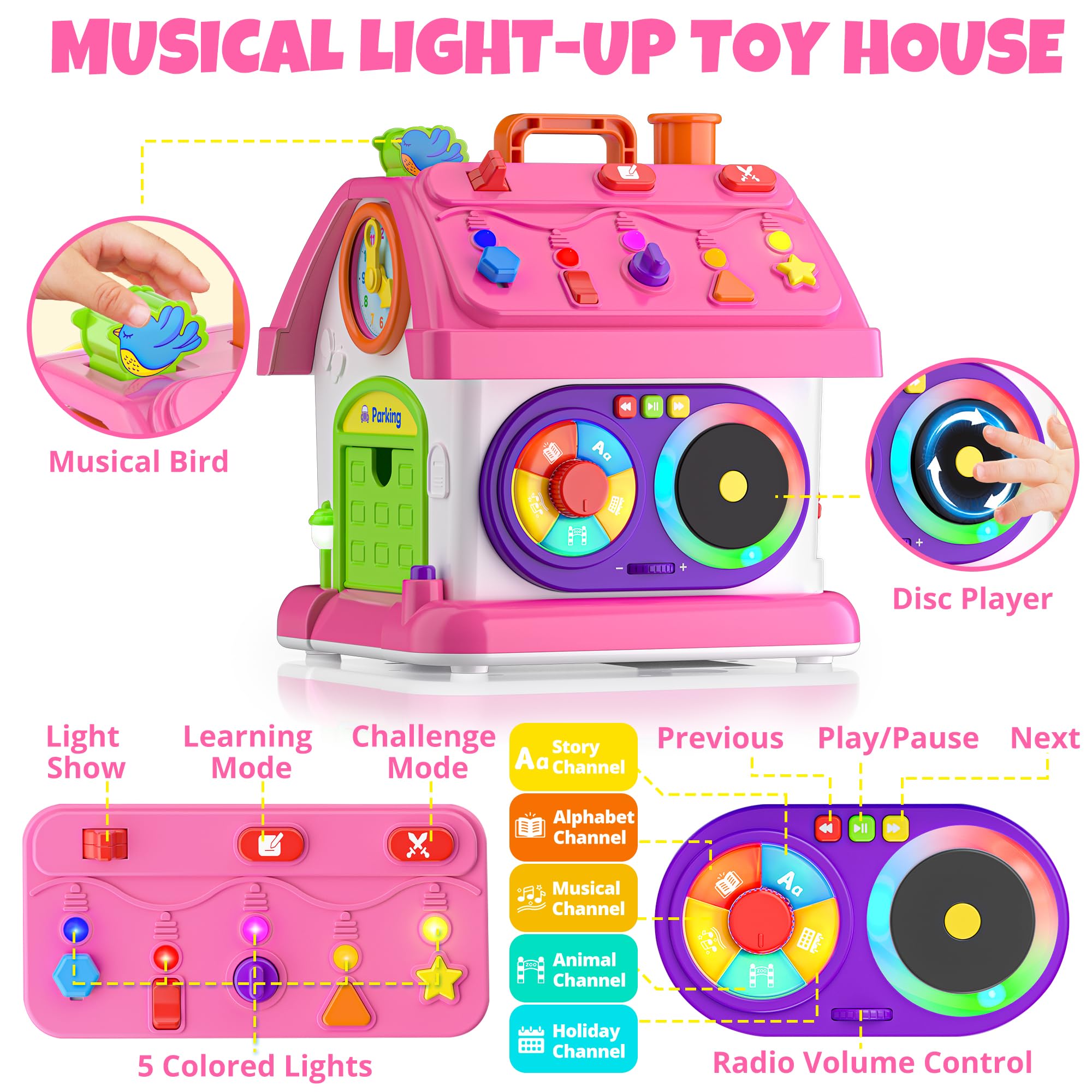 Hurdaos baby toy features music birds and sounds for early auditory development.
