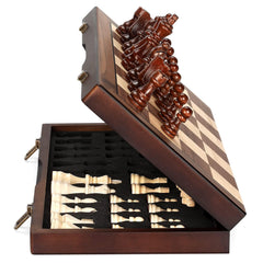 Hurdaos magnetic wooden chess board folding for travel-ready play.