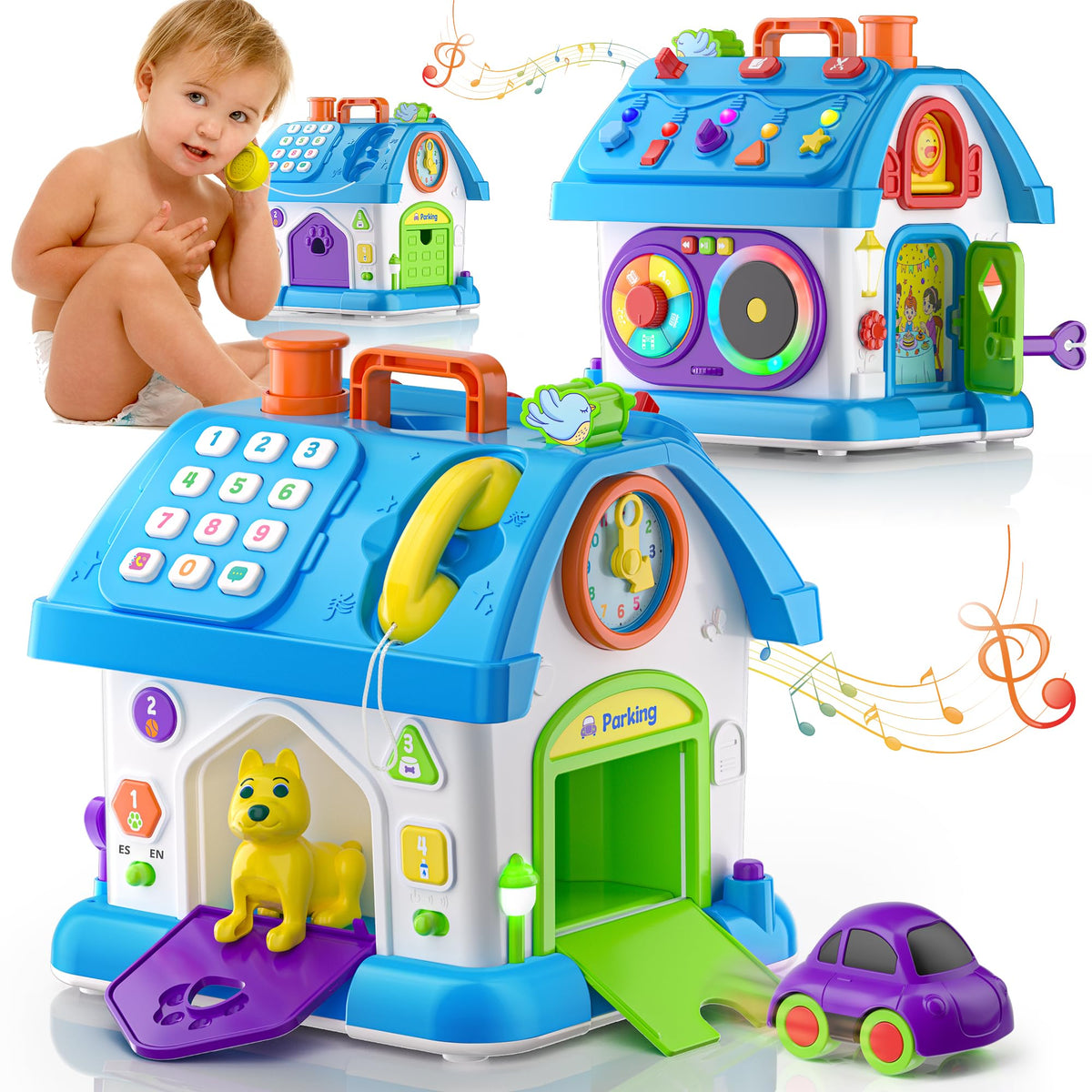 Hurdaos Montessori toy house open doors for fine motor play and exploration