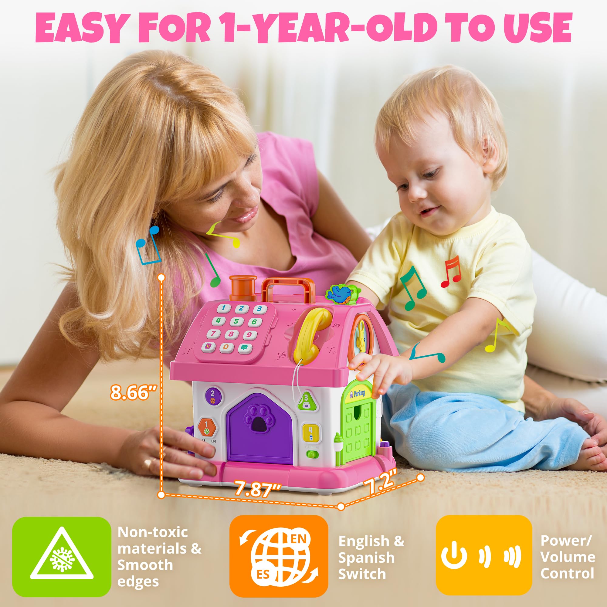 Hurdaos safe non-toxic ABS materials ensure a sturdy, compact toy for one-year-olds.