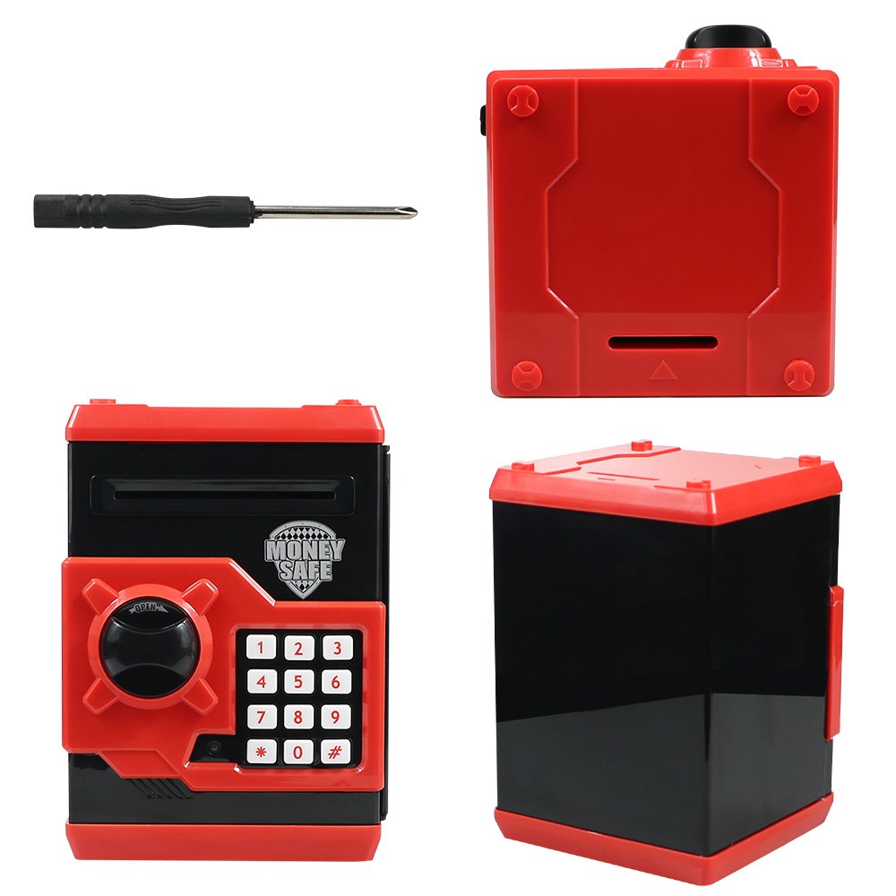 HUSAN piggy bank battery compartment powers the digital lock with 3 AA batteries.