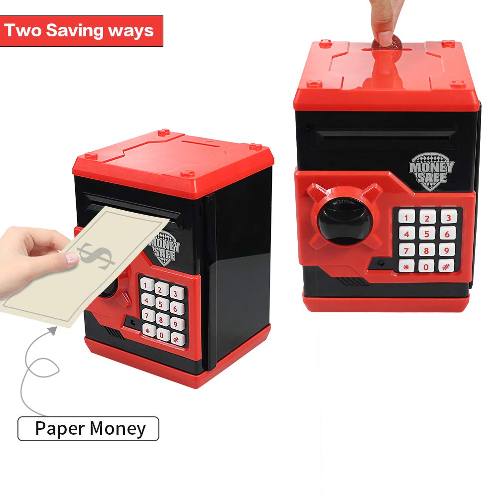 HUSAN piggy bank bill slot securely accepts paper money.