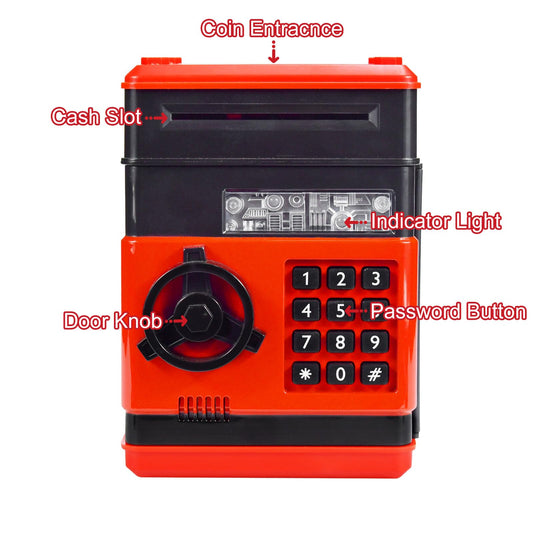 HUSAN piggy bank bill slot showing easy cash deposits for kids