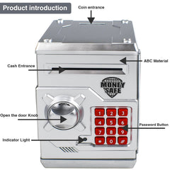 HUSAN piggy bank bills-slot entry demonstrates easy cash deposits.