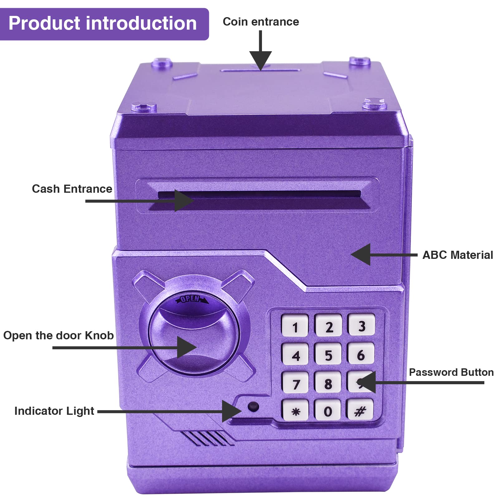 HUSAN piggy bank bills slot front entry for quick saving