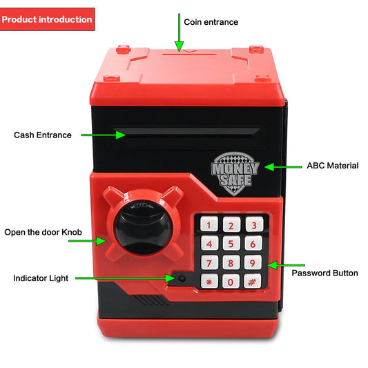 HUSAN piggy bank with digital keypad for easy PIN changes.