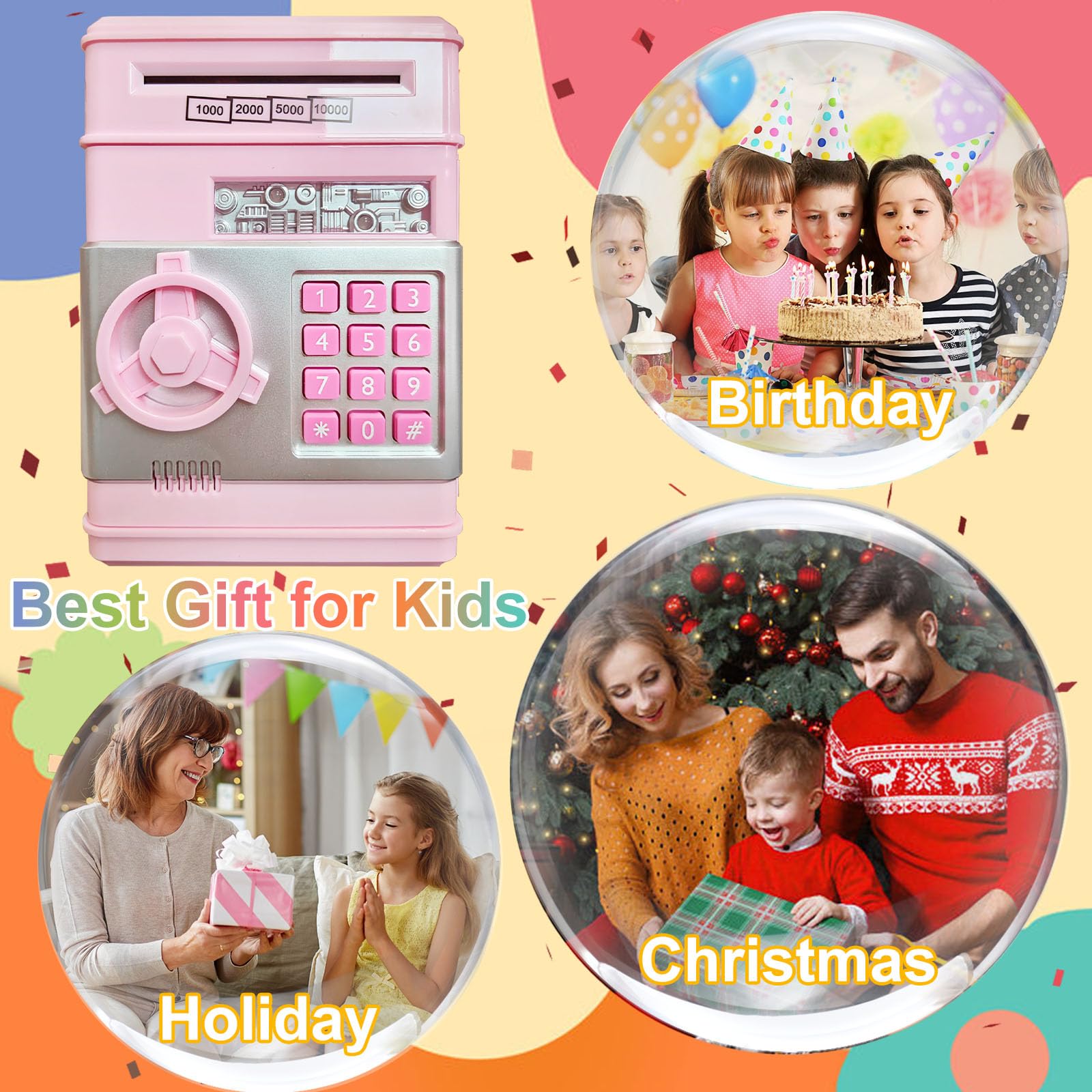 HUSAN Piggy Bank kid using it to save money and learn