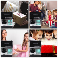 HUSAN Piggy Bank package includes manual and features overview