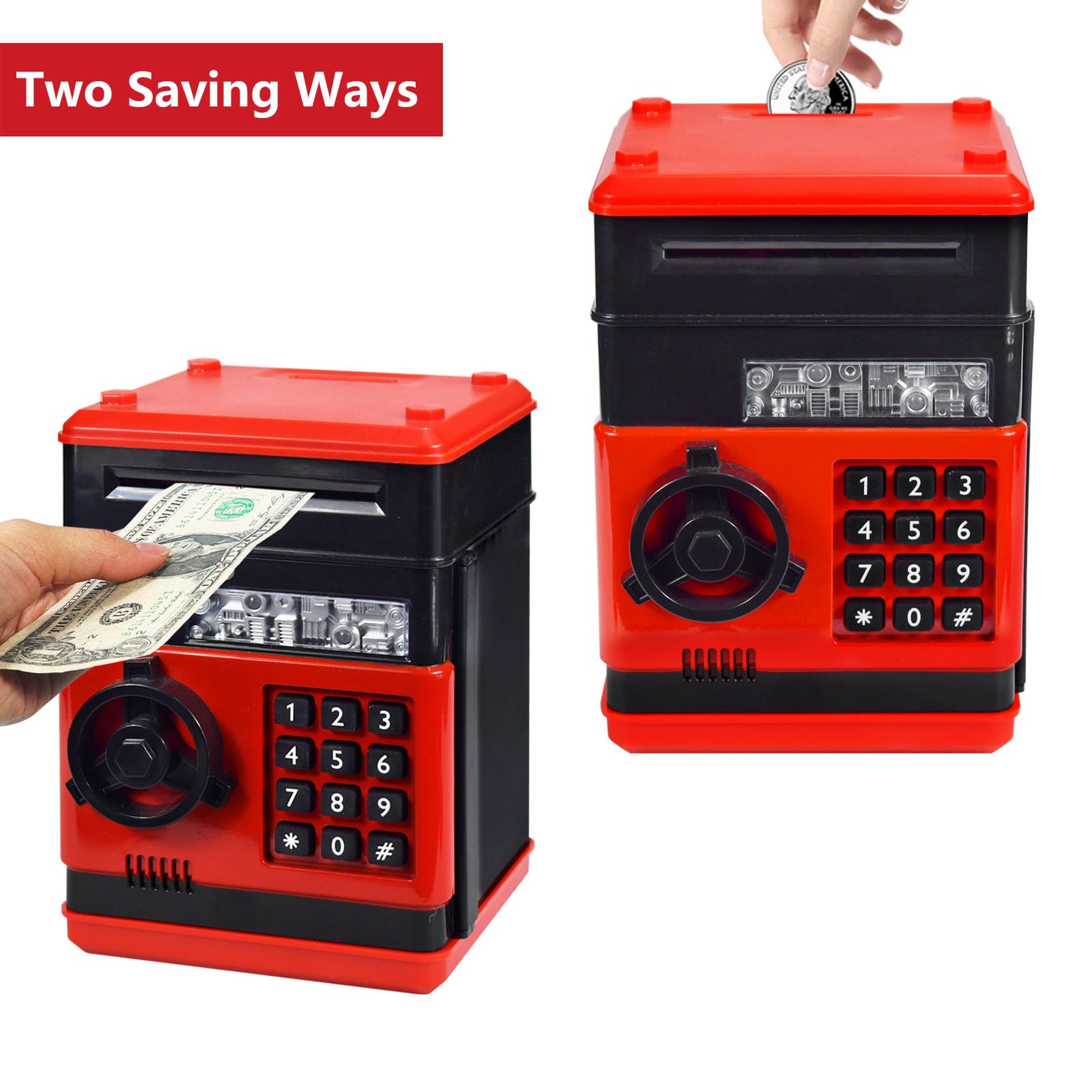 HUSAN piggy bank password lock highlighting four‑digit setup