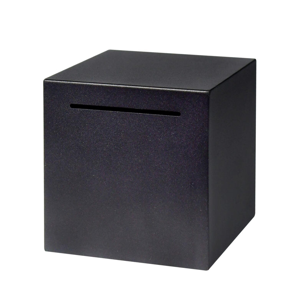 HUSAN piggy bank in black shows unbreakable stainless steel durability for secure savings.
