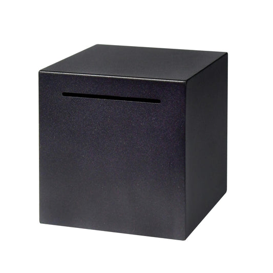 HUSAN piggy bank in black shows unbreakable stainless steel durability for secure savings.