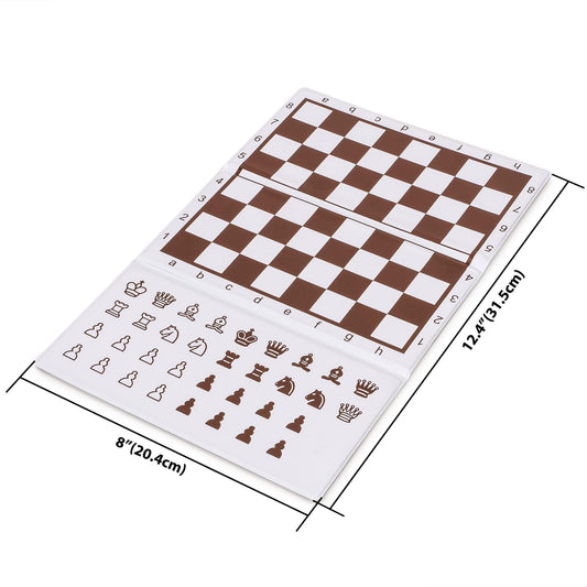 Husaria 8-Inch Magnetic Foldable Chess Wallet open board ready for play on the go.