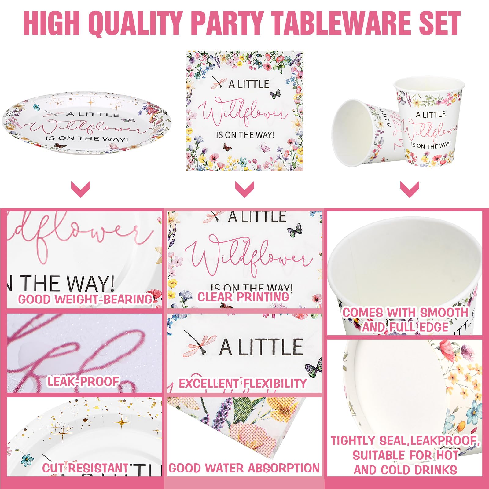 Hushee baby shower table scene with practical disposable tableware