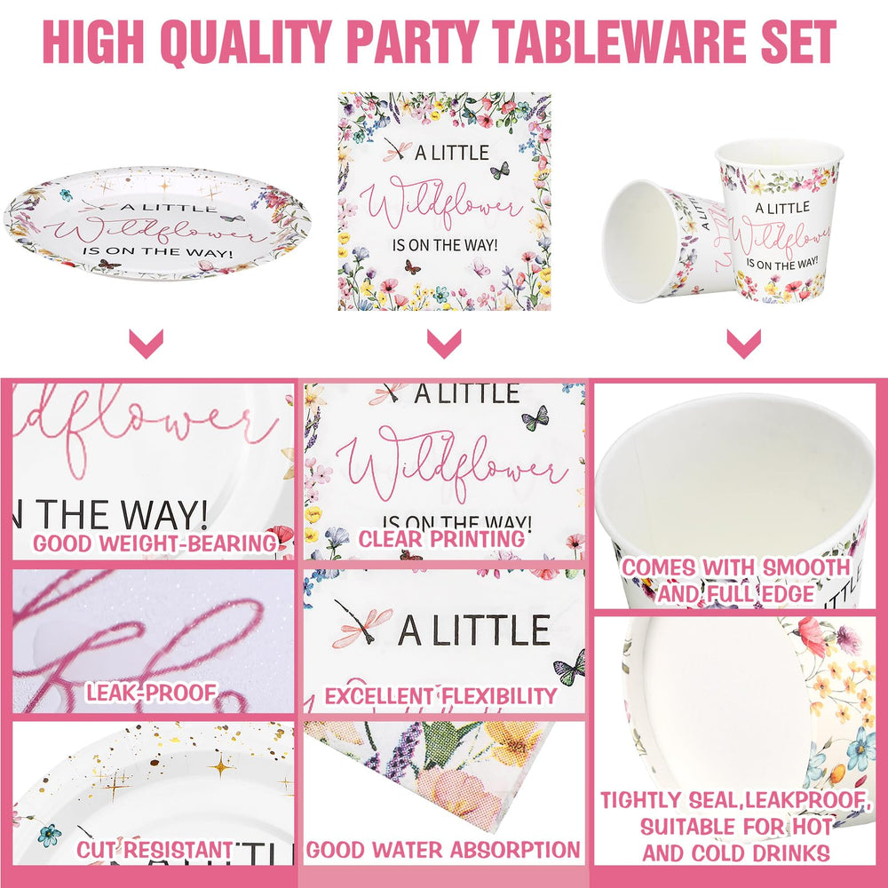 Hushee baby shower table scene with practical disposable tableware
