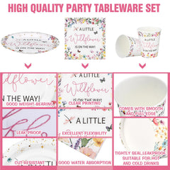 Hushee baby shower table scene with practical disposable tableware