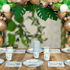 Hushee blue elephant baby shower cups provide disposable convenience