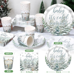 Hushee winter baby shower napkins 3-tier soft absorbent for easy cleanup