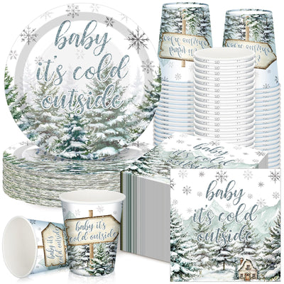 Hushee winter baby shower plates 9in sturdy dinner plates for meals and snacks