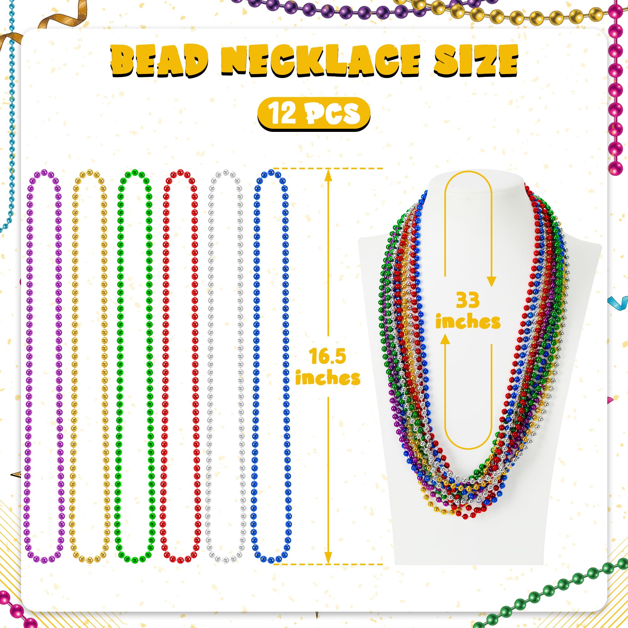 Huskein six-color bead necklaces in bright hues for festive outfits