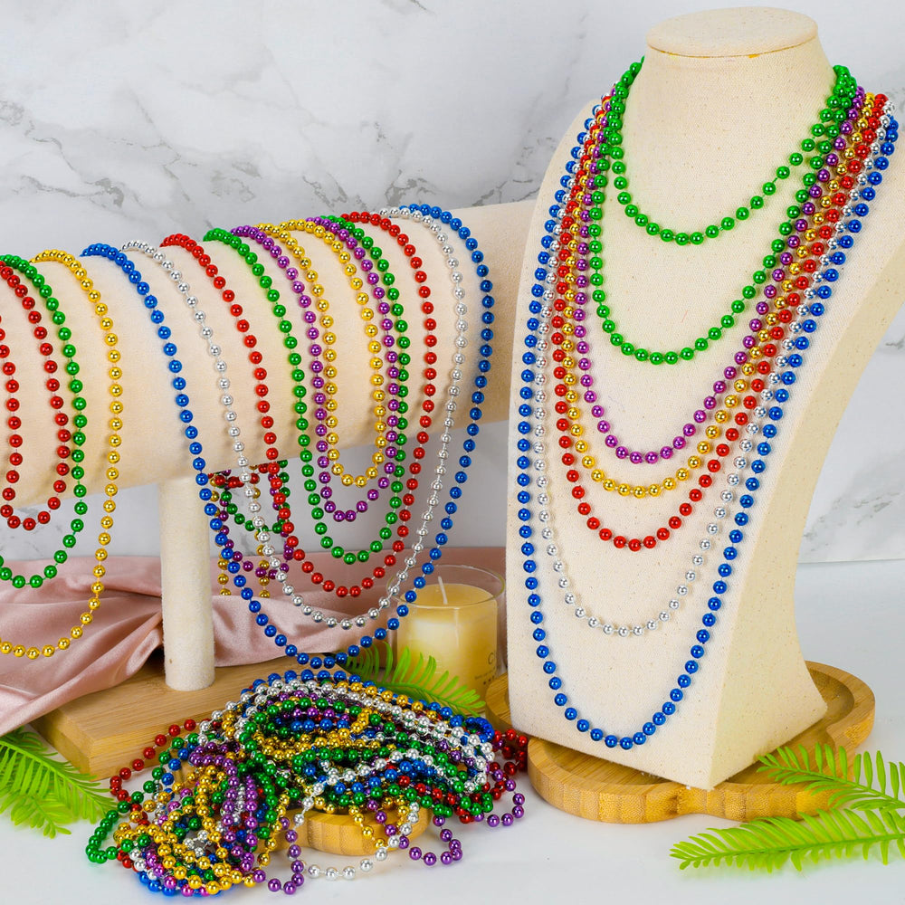 Huskein colorful beaded necklaces for Christmas parade and holidays