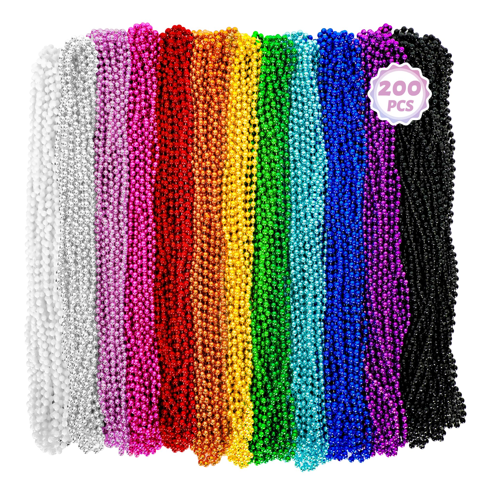 Huskein Mardi Gras beads 200pcs ready for bulk party favors and festive fun.
