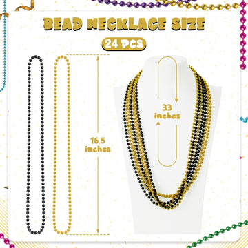 Huskein Mardi Gras beads fullview of black-gold beads ideal for parade outfits