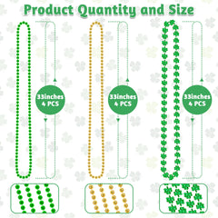 Huskein St Patrick's Day necklace with gold beads adds sparkle to party outfits.