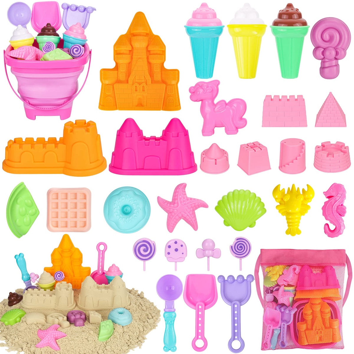 HUUIDY Beach Toys 30pc set for outdoor play and creative sand adventures