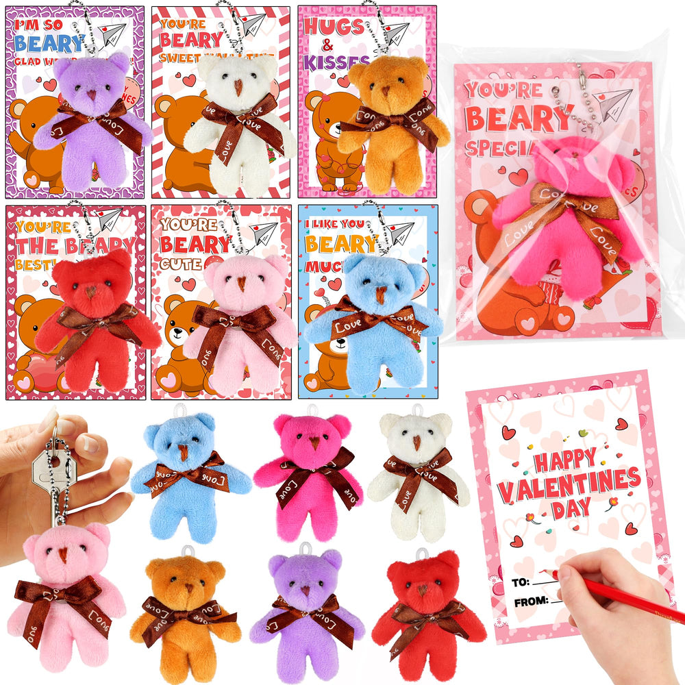 Huyamap 28-pack valentines cards with bear designs for classroom exchanges