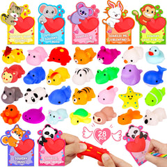 Huyamap 28-pack valentines cards with mochi squishies, ideal for classroom gifts and celebrations
