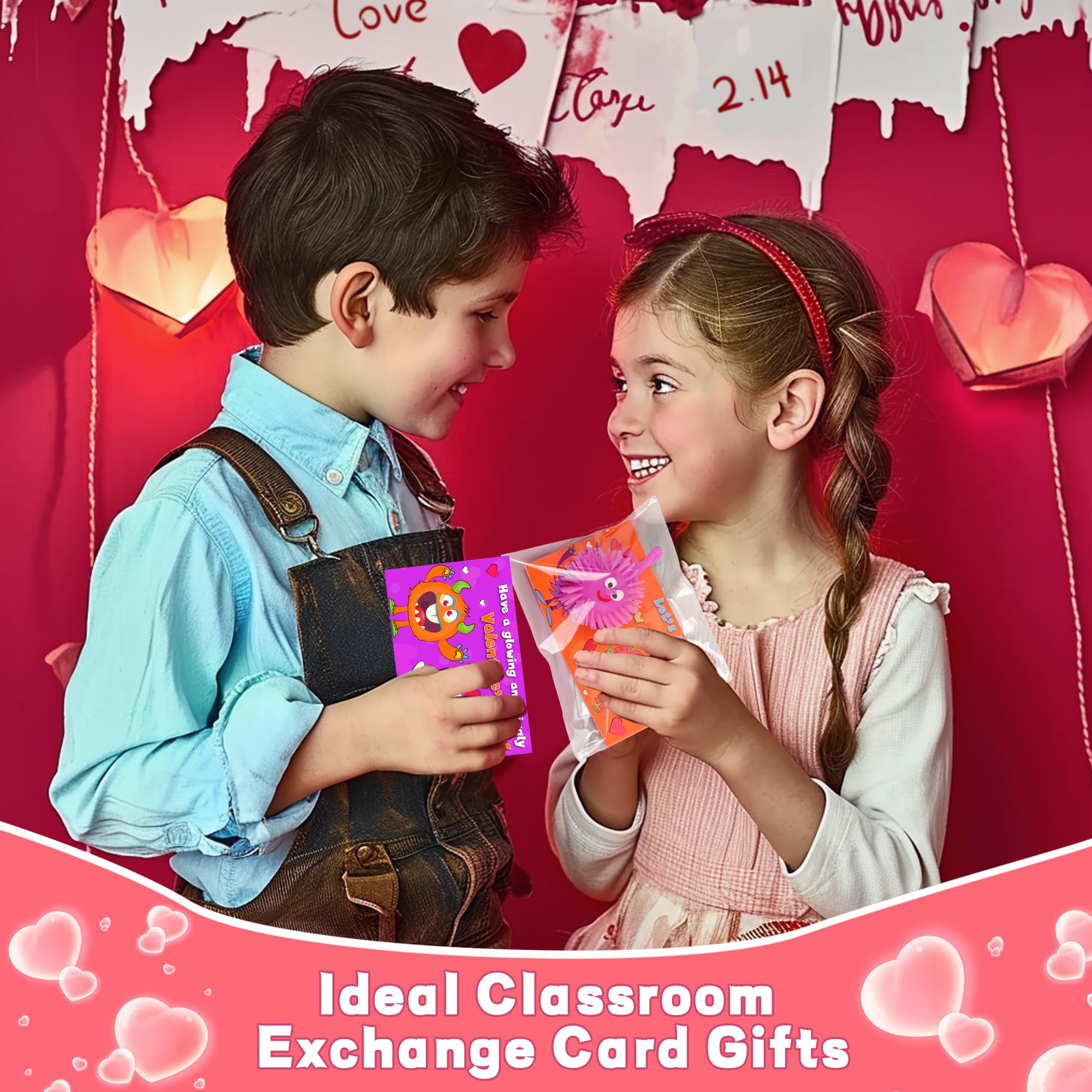 Huyamap classroom valentines exchange setup with balls