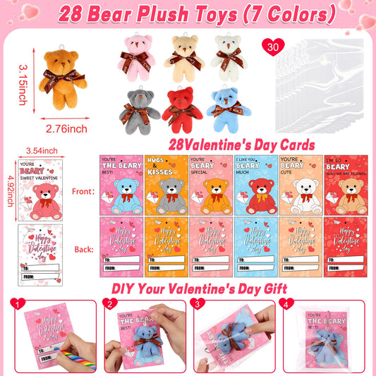 Huyamap plush bear keychains in seven colors for backpacks