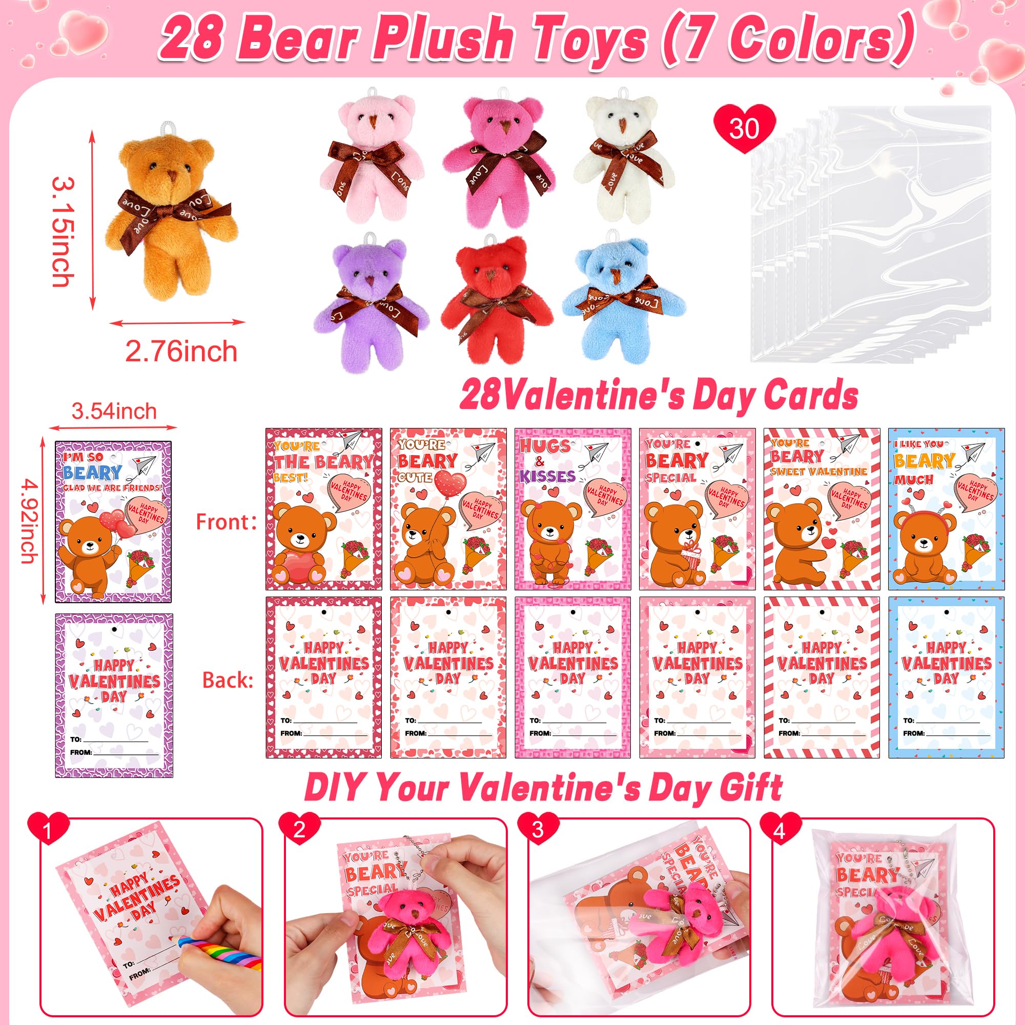 Huyamap soft plush bear keychains in multiple colors for backpacks