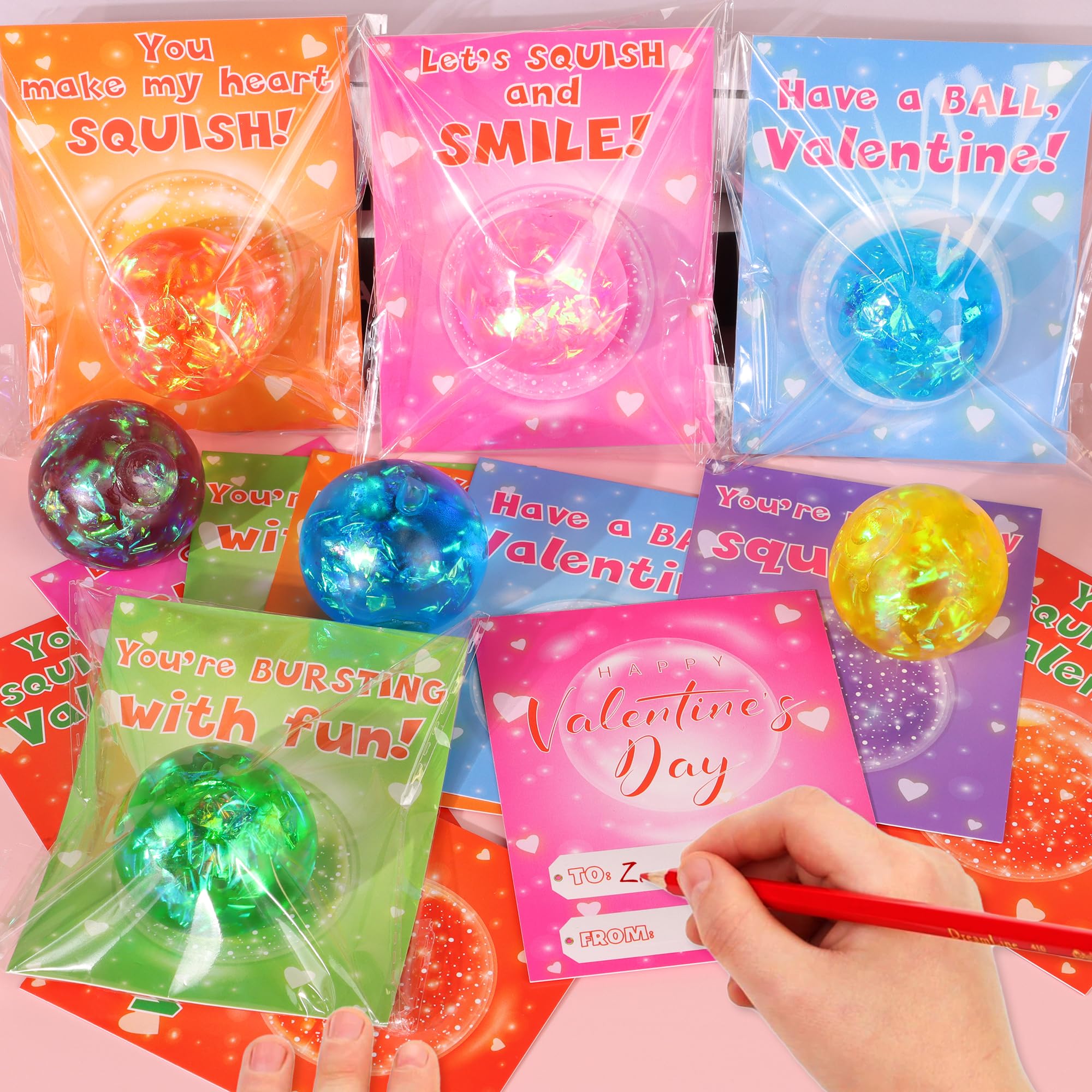 Huyamap glitter stress ball close-up with squish-friendly texture.