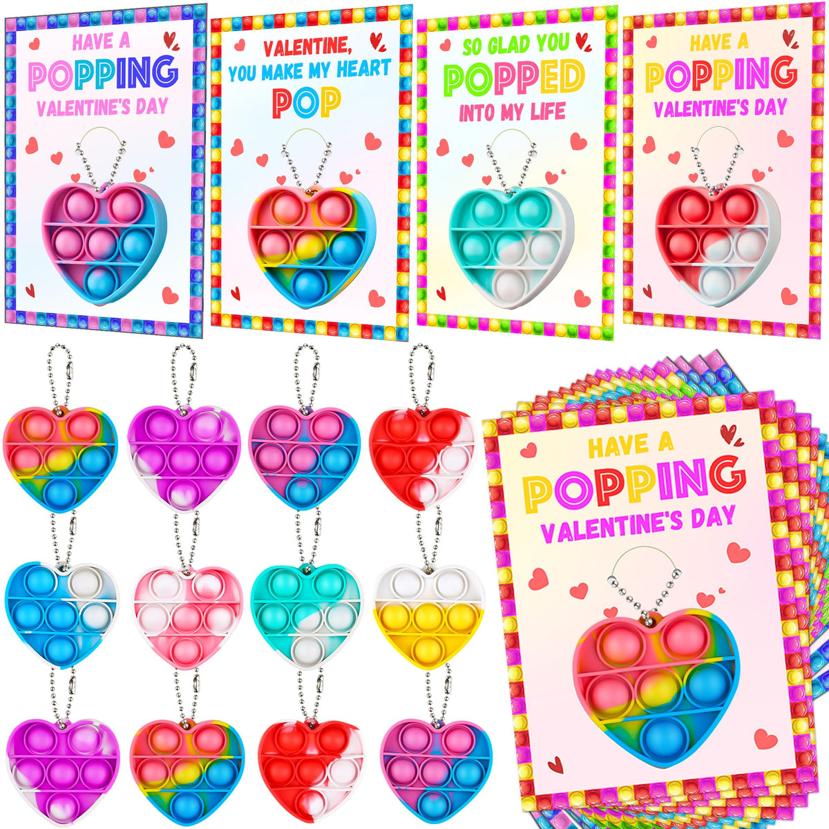 Huyamap valentines cards 24-pack with colorful designs for classroom exchanges.