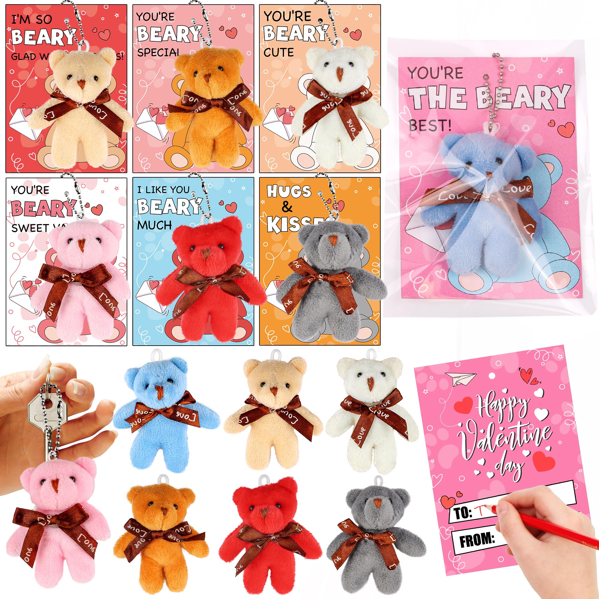 Huyamap valentines cards set for classroom exchanges with bear designs