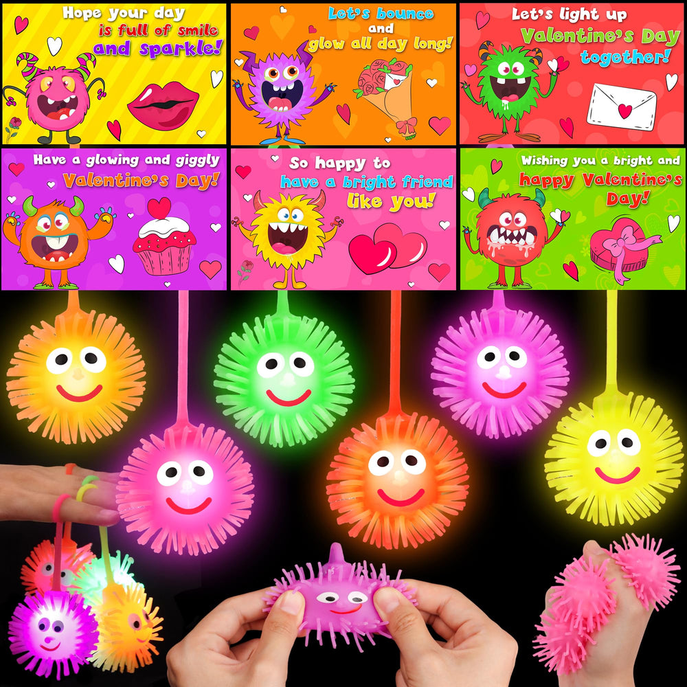 Huyamap valentines-led puffer balls 24-pack glow for classroom fun
