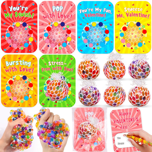 Huyamap Valentine stress ball grape mesh 24-pack for classroom fidget fun.