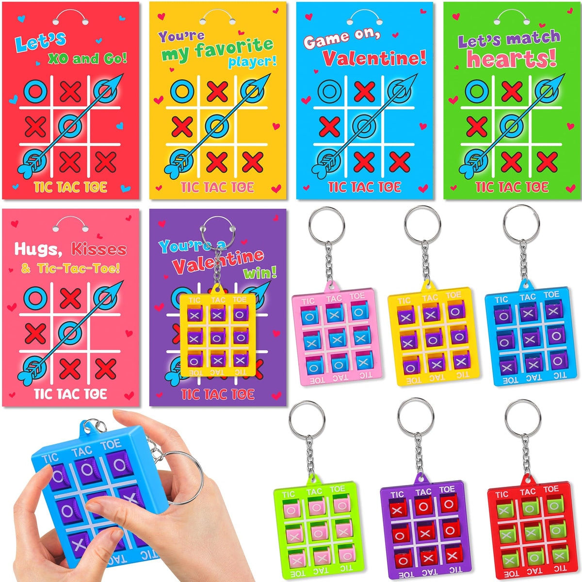 Huyamap valentines tic-tac-toe keychain ready for classroom sharing