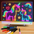 HVMVNV LED drawing board for kids with 7-color glow to boost creativity.