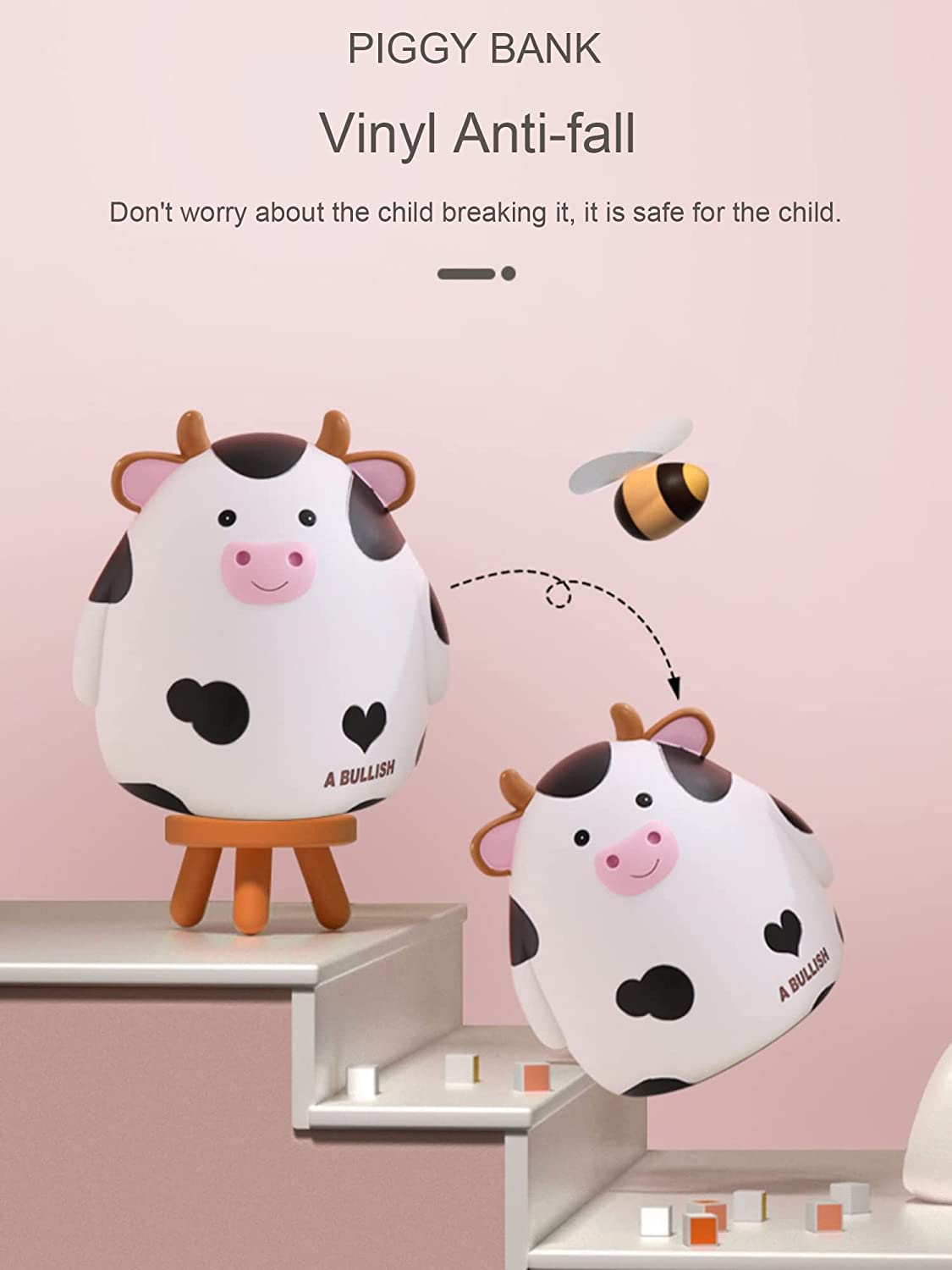 HW Cow Piggy Bank in nursery decor; blends with kids rooms.