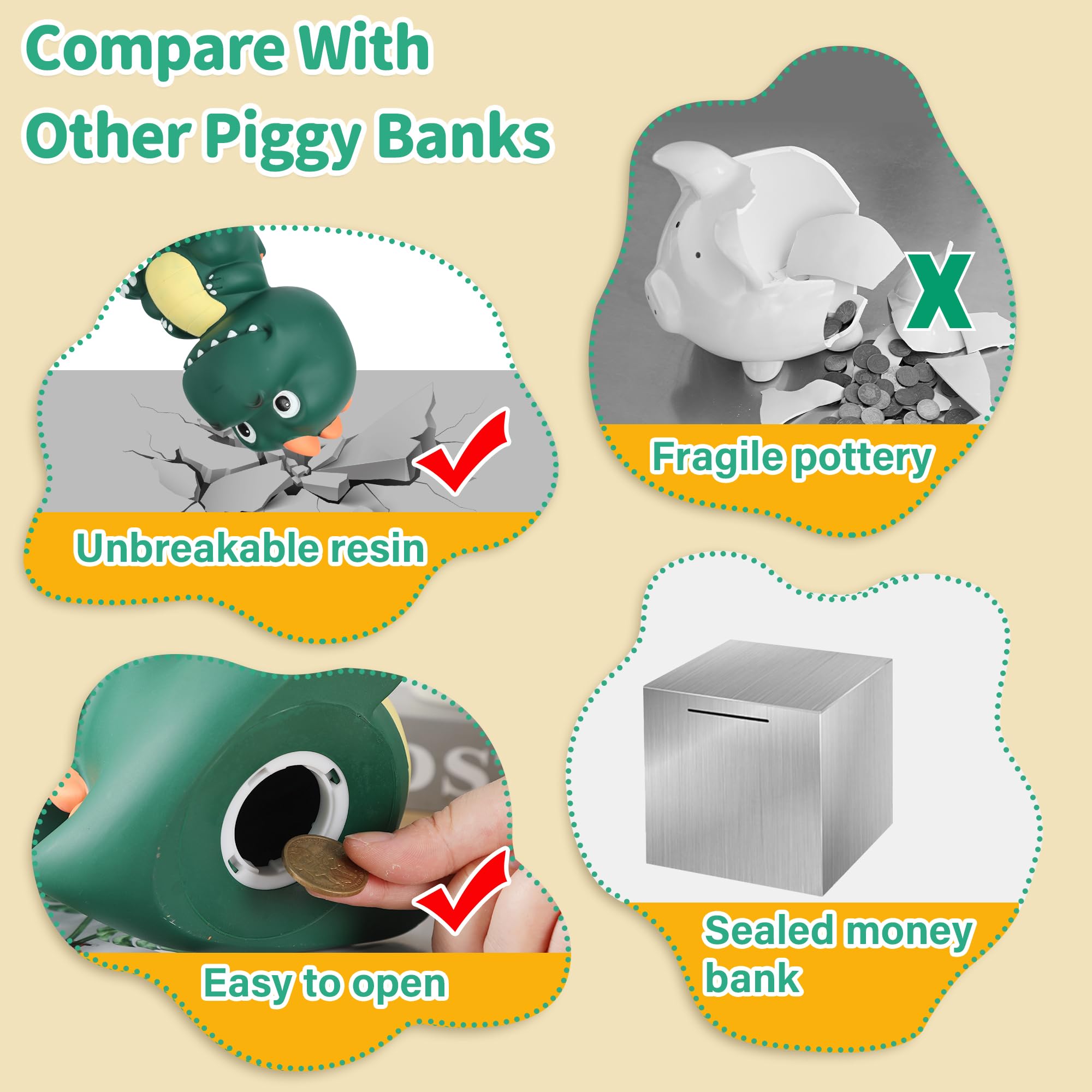 H&amp;W Dinosaur Money Bank bottom plug shows simple opening when retrieving coins.