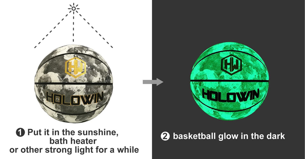 HW HOLOWIN night glow basketball on court highlights night practice and skill drills.