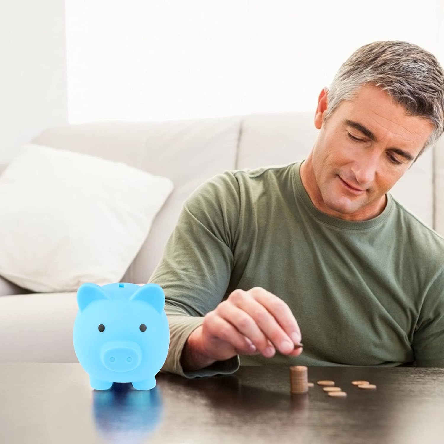 H&W Mini Piggy Bank blue bedroom decor idea plus practical coin bank