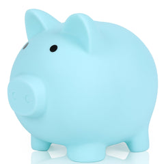 H&W Mini Piggy Bank blue front view for kid-friendly savings