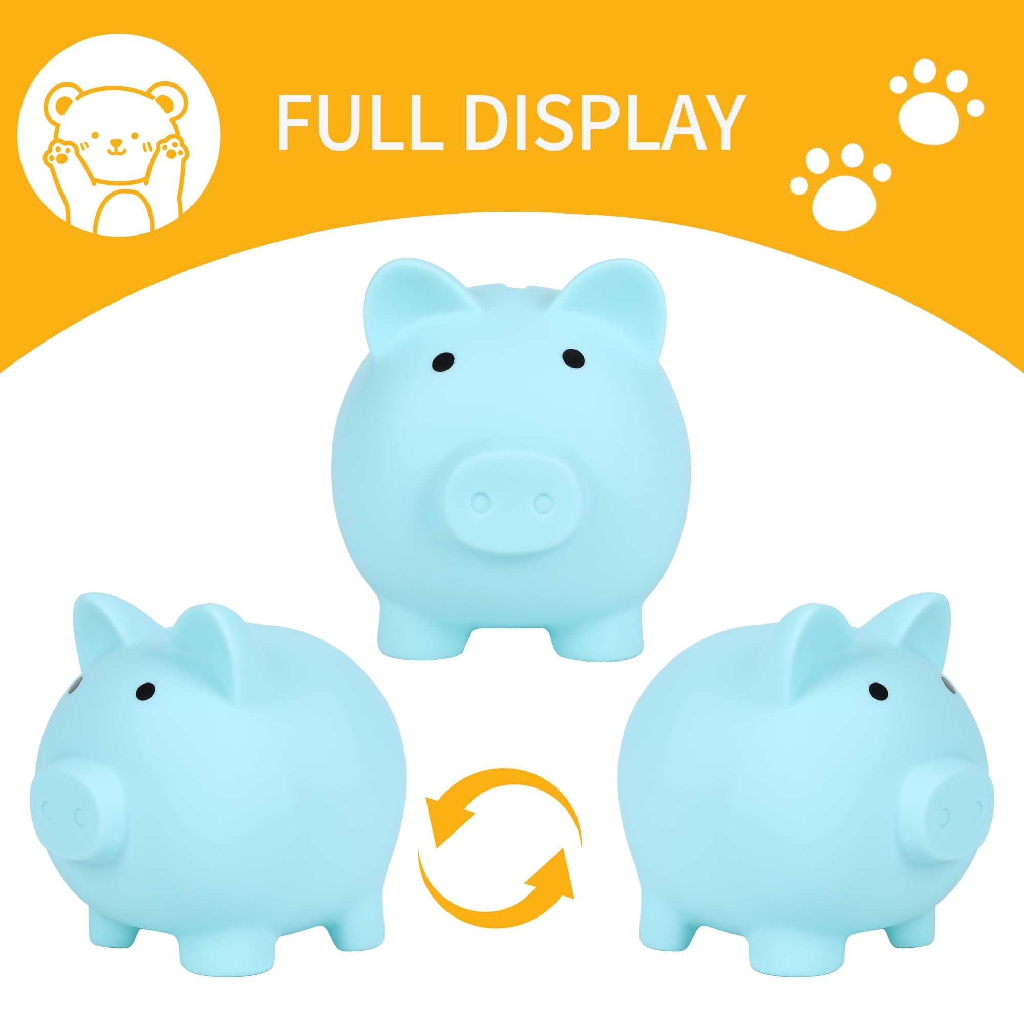 H&W Mini Piggy Bank blue top slot close-up for easy coin insertion