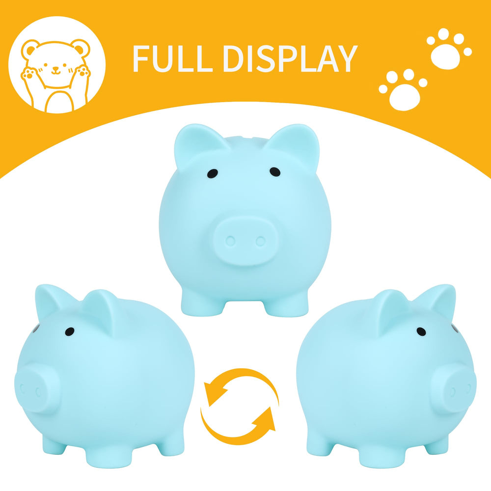 H&W Mini Piggy Bank blue top slot close-up for easy coin insertion