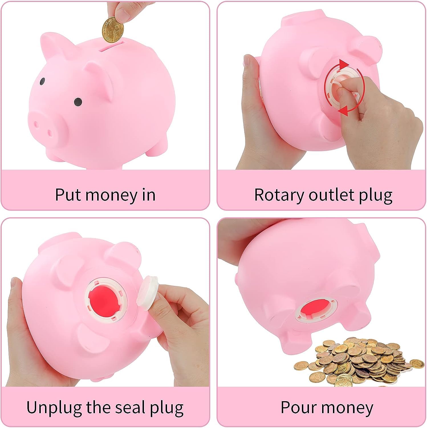 H&W Mini Piggy Bank pink room decor doubles as a playful organizer