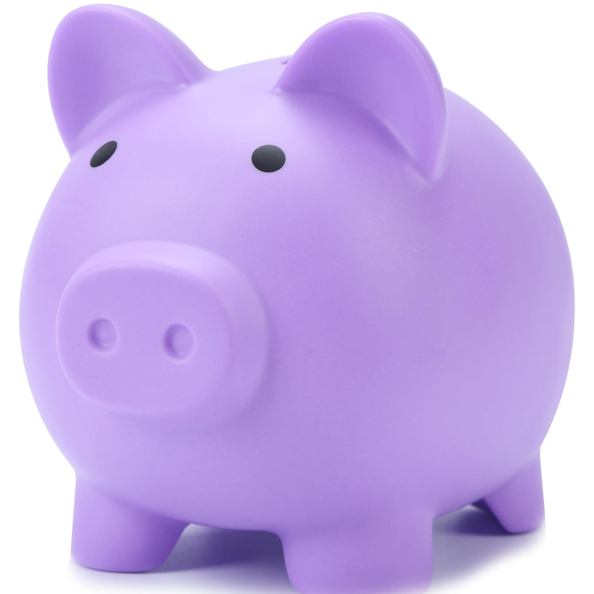 H&W Mini Piggy Bank purple side view encourages saving while doubling as a kid-friendly room decor