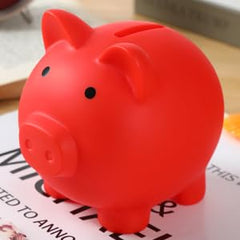 H&W compact red piggy bank ideal for kids savings use